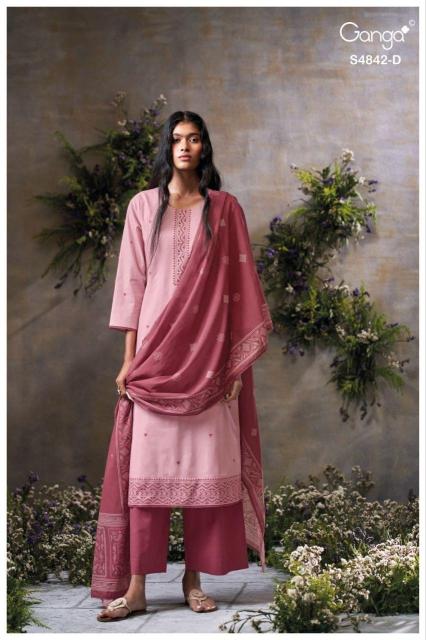 Ganga jazira 4842 wholesale cotton work dress material